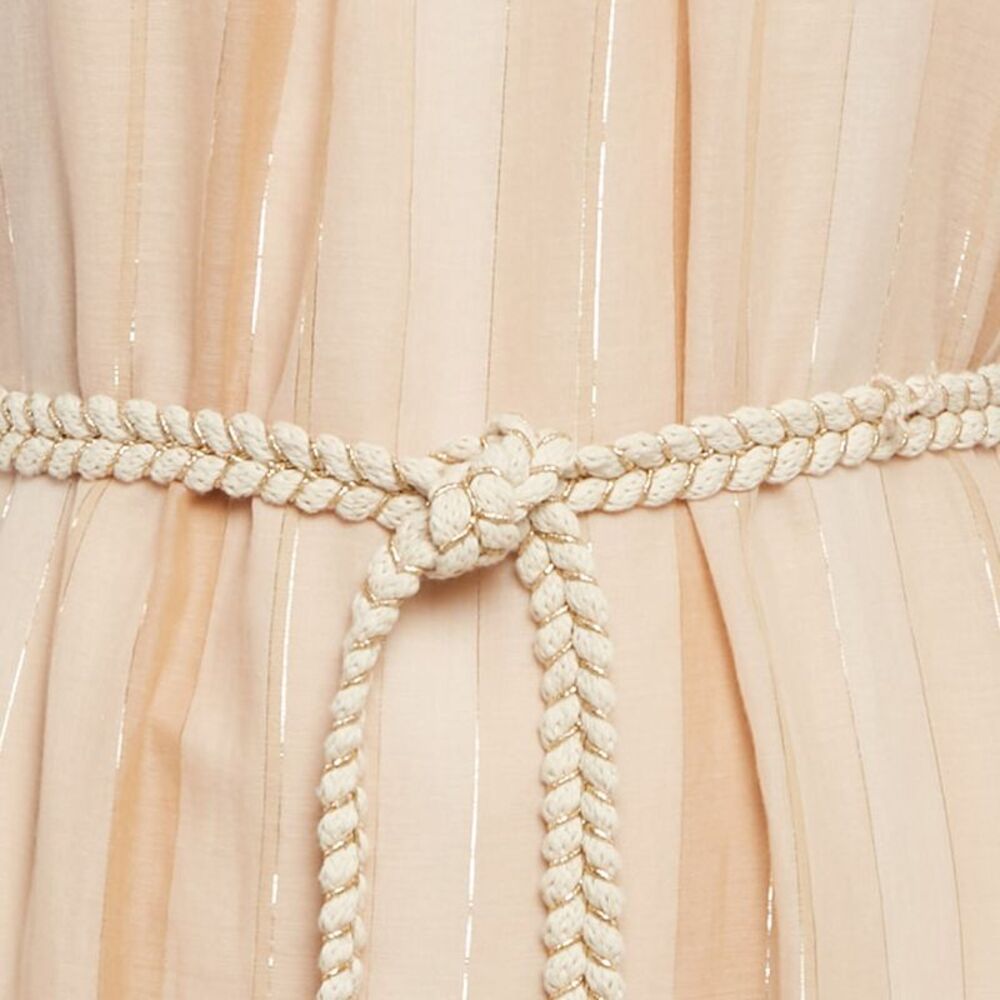 Zimmermann Beige Metallic Striped Cotton Tiered Maxi Dress M - Picture 3 of 6
